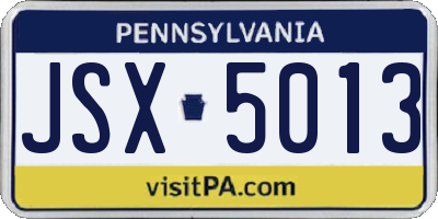 PA license plate JSX5013