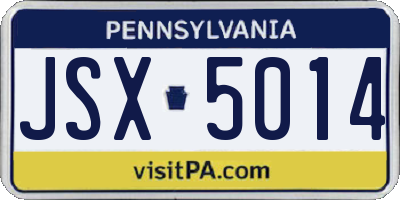 PA license plate JSX5014