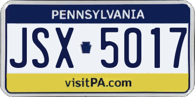 PA license plate JSX5017