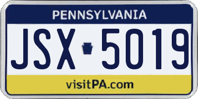 PA license plate JSX5019