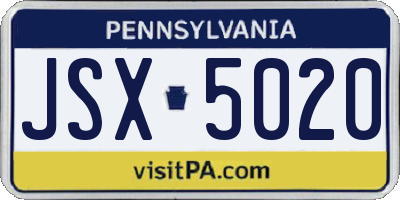 PA license plate JSX5020