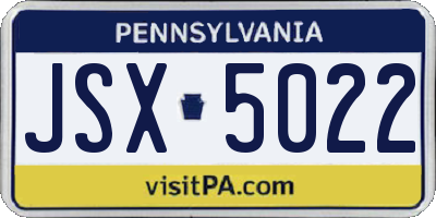 PA license plate JSX5022