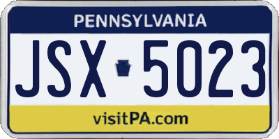 PA license plate JSX5023