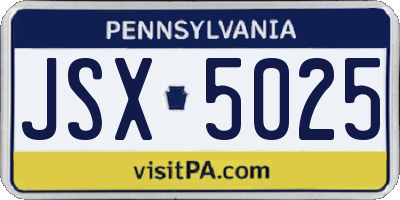 PA license plate JSX5025