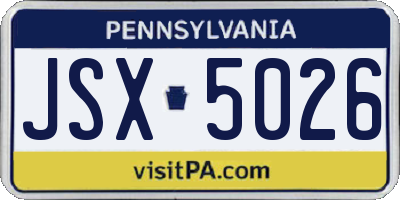 PA license plate JSX5026