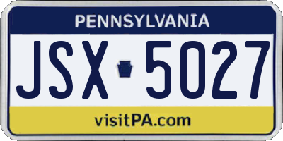 PA license plate JSX5027