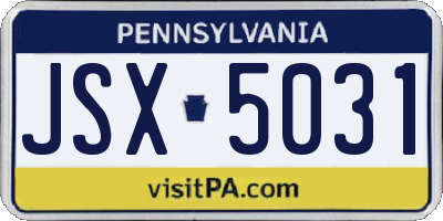 PA license plate JSX5031