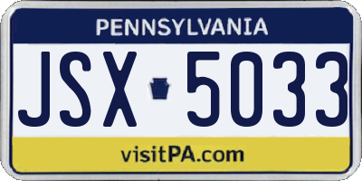 PA license plate JSX5033