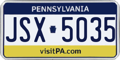 PA license plate JSX5035