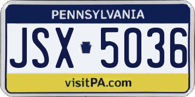 PA license plate JSX5036