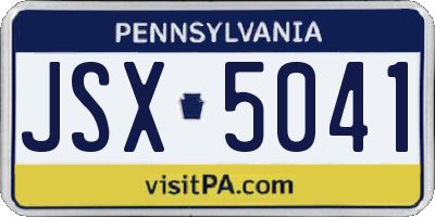 PA license plate JSX5041