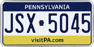 PA license plate JSX5045