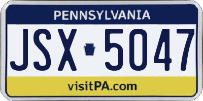 PA license plate JSX5047
