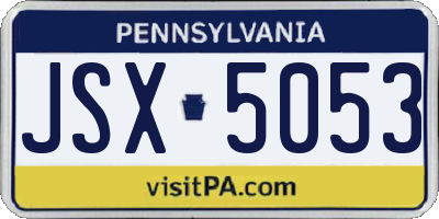 PA license plate JSX5053