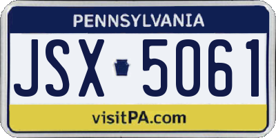 PA license plate JSX5061