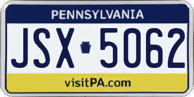 PA license plate JSX5062