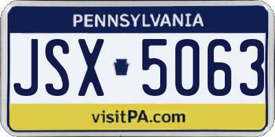 PA license plate JSX5063