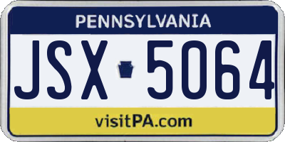PA license plate JSX5064