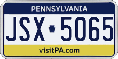 PA license plate JSX5065