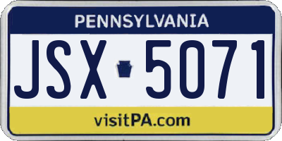PA license plate JSX5071