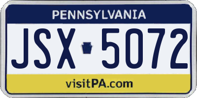 PA license plate JSX5072
