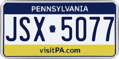PA license plate JSX5077