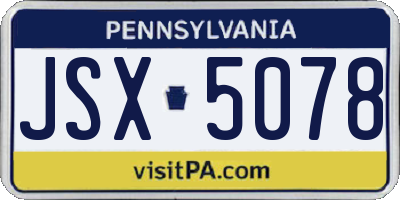 PA license plate JSX5078