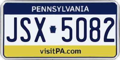 PA license plate JSX5082