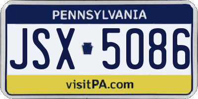 PA license plate JSX5086