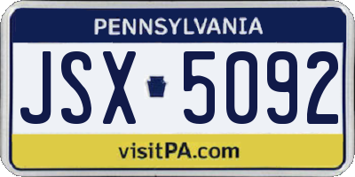 PA license plate JSX5092