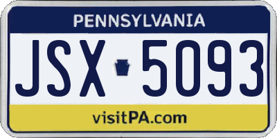 PA license plate JSX5093