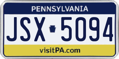 PA license plate JSX5094