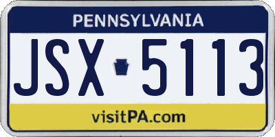 PA license plate JSX5113