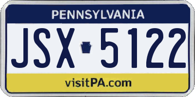 PA license plate JSX5122