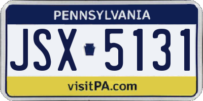 PA license plate JSX5131