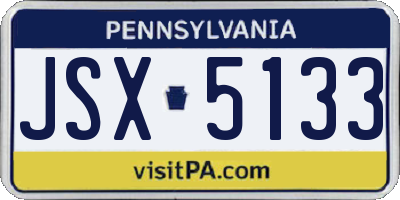 PA license plate JSX5133