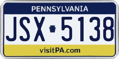 PA license plate JSX5138
