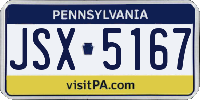 PA license plate JSX5167