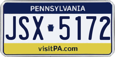 PA license plate JSX5172