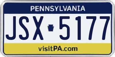 PA license plate JSX5177