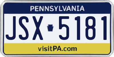 PA license plate JSX5181
