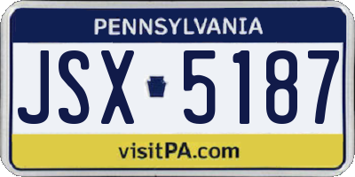 PA license plate JSX5187