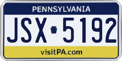 PA license plate JSX5192