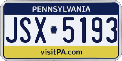 PA license plate JSX5193