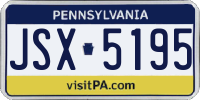 PA license plate JSX5195