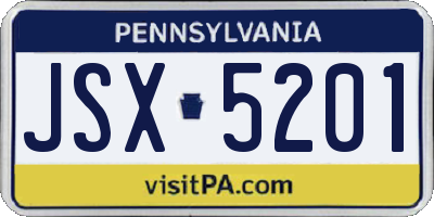 PA license plate JSX5201