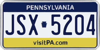 PA license plate JSX5204