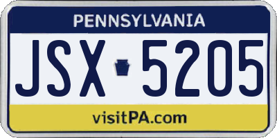 PA license plate JSX5205