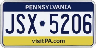 PA license plate JSX5206