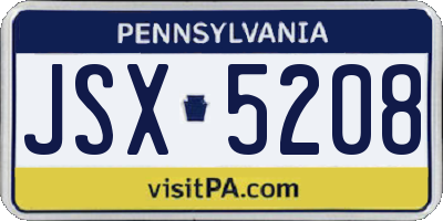 PA license plate JSX5208